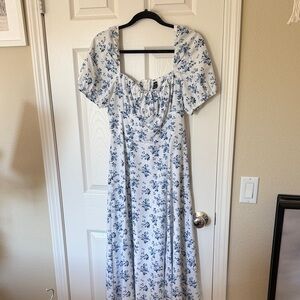 SHEIN Blue and White Floral Maxi Dress